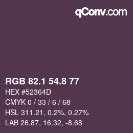 Color code: RGB 82.1 54.8 77 | qconv.com