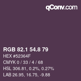 Farbcode: RGB 82.1 54.8 79 | qconv.com