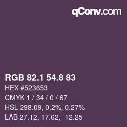 Color code: RGB 82.1 54.8 83 | qconv.com