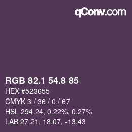 カラーコード: RGB 82.1 54.8 85 | qconv.com