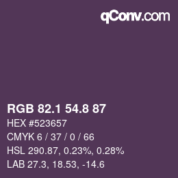 Color code: RGB 82.1 54.8 87 | qconv.com