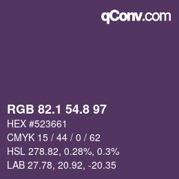 カラーコード: RGB 82.1 54.8 97 | qconv.com