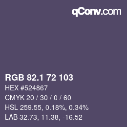 カラーコード: RGB 82.1 72 103 | qconv.com