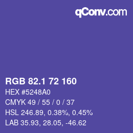 カラーコード: RGB 82.1 72 160 | qconv.com
