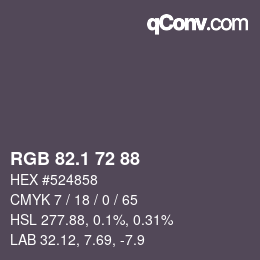Color code: RGB 82.1 72 88 | qconv.com