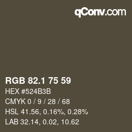 Color code: RGB 82.1 75 59 | qconv.com