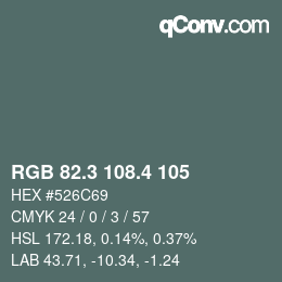 カラーコード: RGB 82.3 108.4 105 | qconv.com