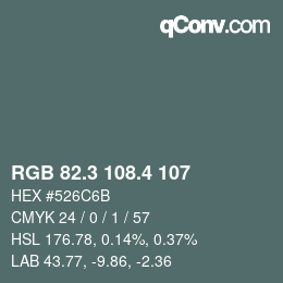 カラーコード: RGB 82.3 108.4 107 | qconv.com