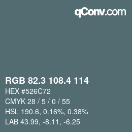 カラーコード: RGB 82.3 108.4 114 | qconv.com