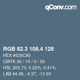 カラーコード: RGB 82.3 108.4 128 | qconv.com