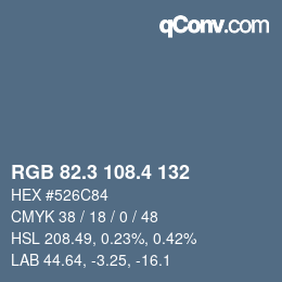 カラーコード: RGB 82.3 108.4 132 | qconv.com