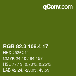 カラーコード: RGB 82.3 108.4 17 | qconv.com