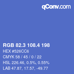 カラーコード: RGB 82.3 108.4 198 | qconv.com