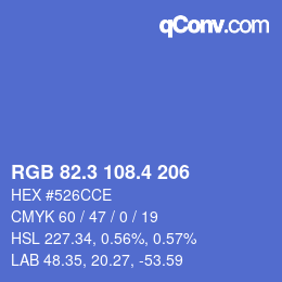 カラーコード: RGB 82.3 108.4 206 | qconv.com