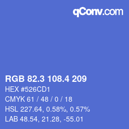 カラーコード: RGB 82.3 108.4 209 | qconv.com