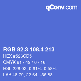 カラーコード: RGB 82.3 108.4 213 | qconv.com
