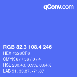 カラーコード: RGB 82.3 108.4 246 | qconv.com