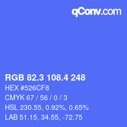 カラーコード: RGB 82.3 108.4 248 | qconv.com