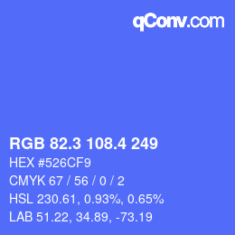 カラーコード: RGB 82.3 108.4 249 | qconv.com