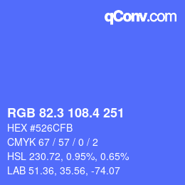 カラーコード: RGB 82.3 108.4 251 | qconv.com