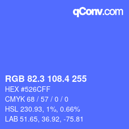 カラーコード: RGB 82.3 108.4 255 | qconv.com