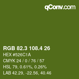 カラーコード: RGB 82.3 108.4 26 | qconv.com