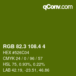 カラーコード: RGB 82.3 108.4 4 | qconv.com