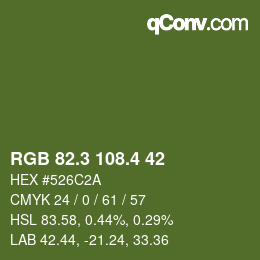 カラーコード: RGB 82.3 108.4 42 | qconv.com