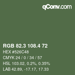 カラーコード: RGB 82.3 108.4 72 | qconv.com