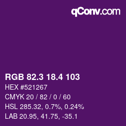 カラーコード: RGB 82.3 18.4 103 | qconv.com