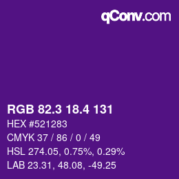 カラーコード: RGB 82.3 18.4 131 | qconv.com