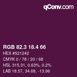 カラーコード: RGB 82.3 18.4 66 | qconv.com