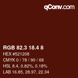 カラーコード: RGB 82.3 18.4 8 | qconv.com
