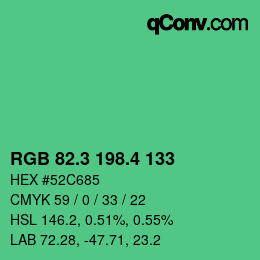 カラーコード: RGB 82.3 198.4 133 | qconv.com