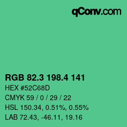 カラーコード: RGB 82.3 198.4 141 | qconv.com