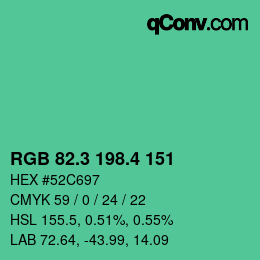 カラーコード: RGB 82.3 198.4 151 | qconv.com