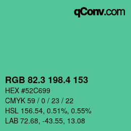 カラーコード: RGB 82.3 198.4 153 | qconv.com