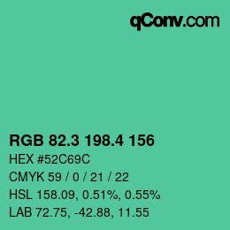 カラーコード: RGB 82.3 198.4 156 | qconv.com