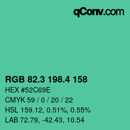 カラーコード: RGB 82.3 198.4 158 | qconv.com