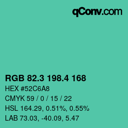 カラーコード: RGB 82.3 198.4 168 | qconv.com