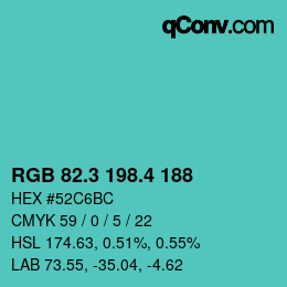 カラーコード: RGB 82.3 198.4 188 | qconv.com