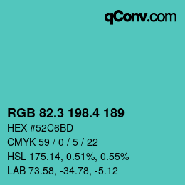 カラーコード: RGB 82.3 198.4 189 | qconv.com