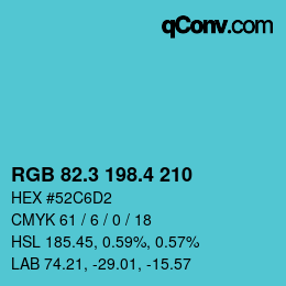 カラーコード: RGB 82.3 198.4 210 | qconv.com