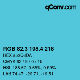 カラーコード: RGB 82.3 198.4 218 | qconv.com