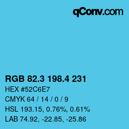 カラーコード: RGB 82.3 198.4 231 | qconv.com