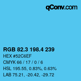 カラーコード: RGB 82.3 198.4 239 | qconv.com