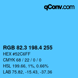 カラーコード: RGB 82.3 198.4 255 | qconv.com