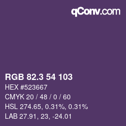 カラーコード: RGB 82.3 54 103 | qconv.com