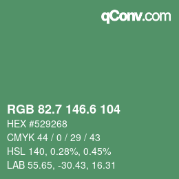 カラーコード: RGB 82.7 146.6 104 | qconv.com