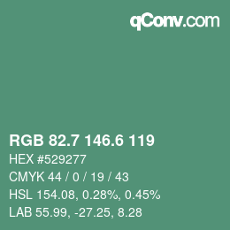 カラーコード: RGB 82.7 146.6 119 | qconv.com